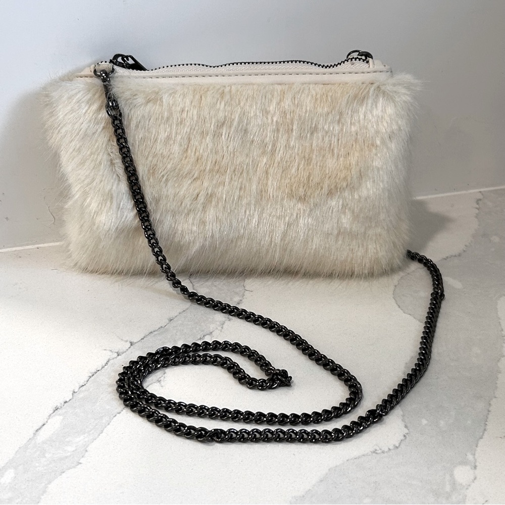 Street Level Faux Polar Bear Fur Chain Crossbody